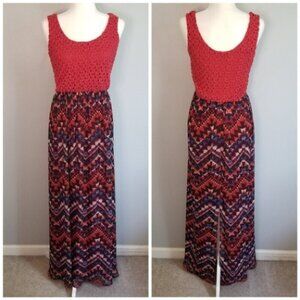💘As U Wish Multi Color Tribal Maxi Dress Size Small